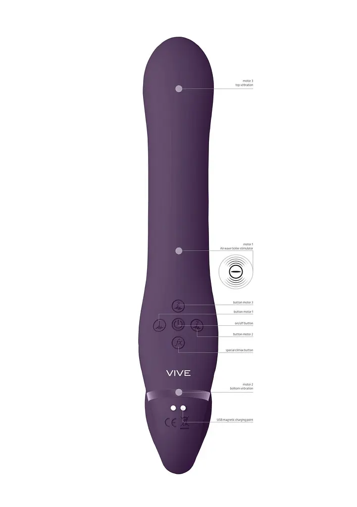 Страпон Vive Vive Air Wave Tickle, 23.5 см (фіолетовий) - фото 5