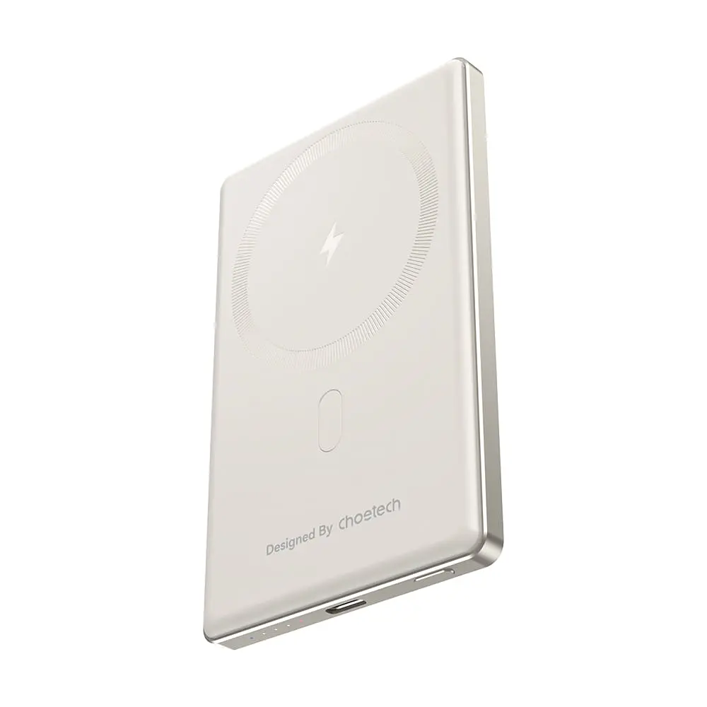 Повербанк 5000mAh Choetech B738 White QC3.0 PD3.0 бездротова магнітна зарядка (43-00160) - фото 3