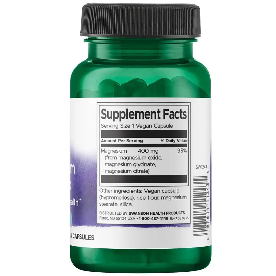 Комплекс магнію Swanson Triple Magnesium Complex 400 mg 30 вегакапсул - фото 2