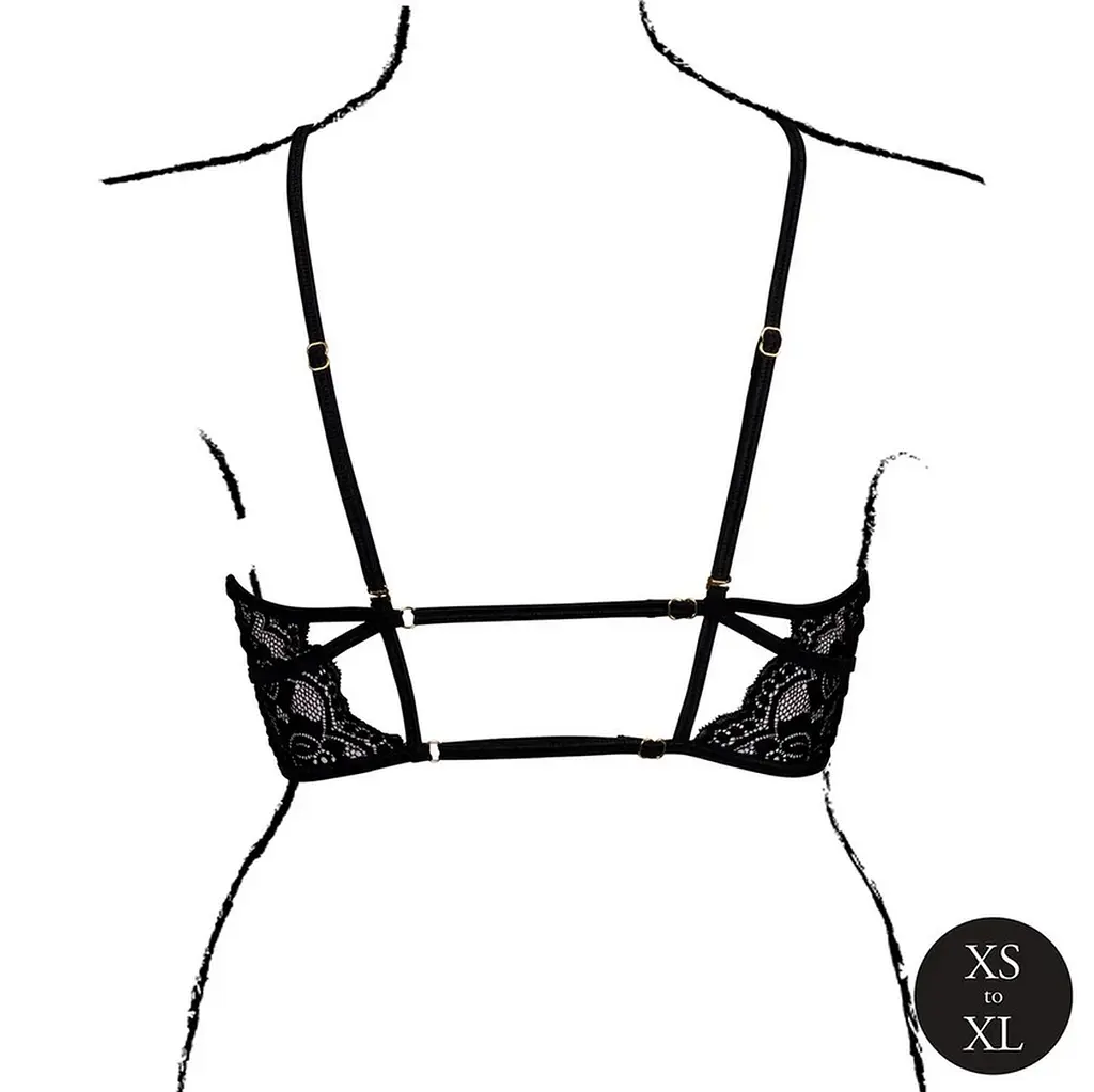 Еротичний бра Open Cup Triangle Bra with Lace and Adjustable Sliders - One Size - Black Le Desir Amour 36-AMR001BLKOS 101750 - фото 5