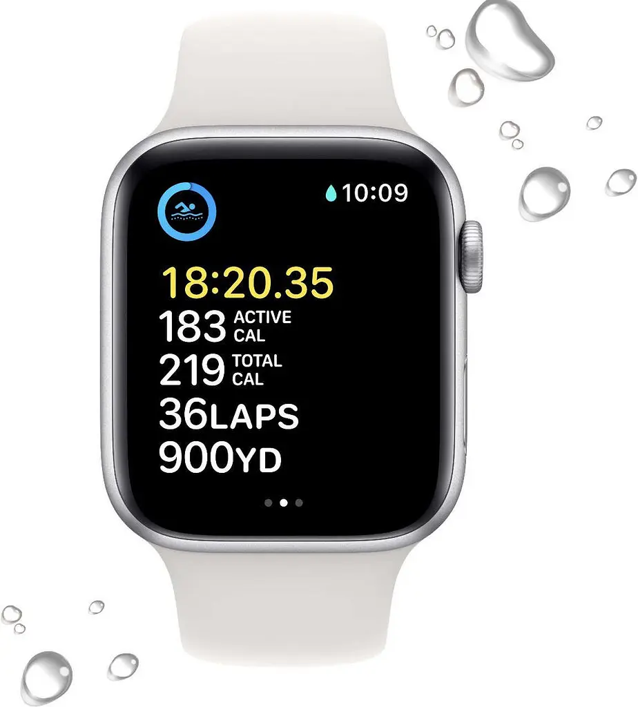 Смарт-часы Apple Watch SE (2022) 44 mm Silver Aluminum with White band (MNK23CS/A) - фото 3