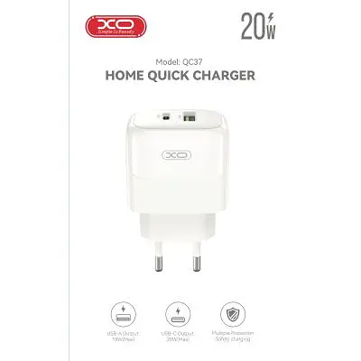 Зарядний пристрій XO 1xUSB QC3.0 + 1xUSB-C PD20W (XO-QC37) - фото 5