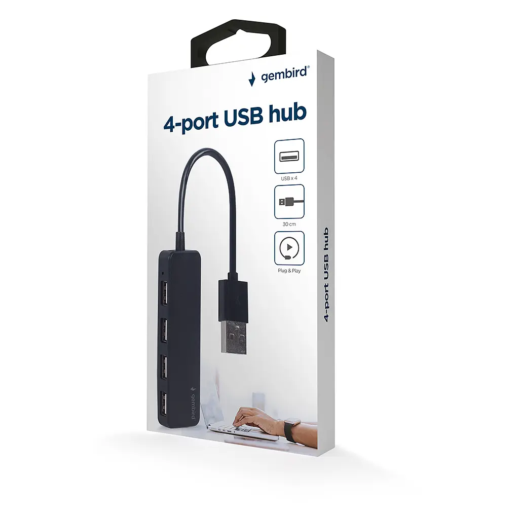 Концентратор Gembird USB 2.0 4 ports black (UHB-U2P4-06) - фото 3