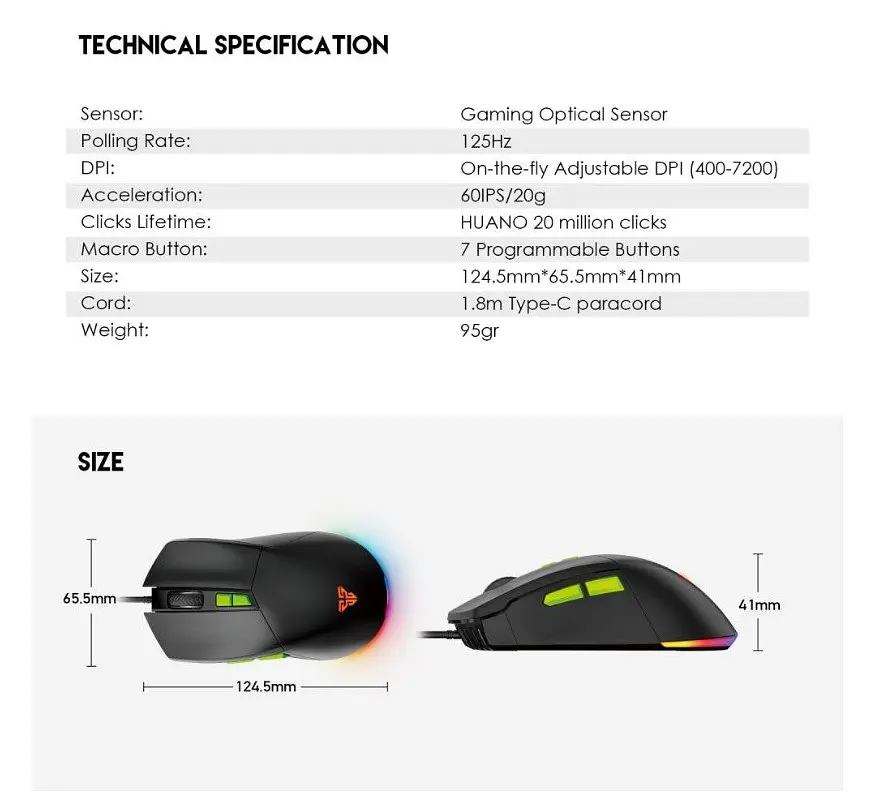 Игровая мышь Fantech VX-6 PHANTOMII 60IPS, 20G, 7200DPI Black - фото 9