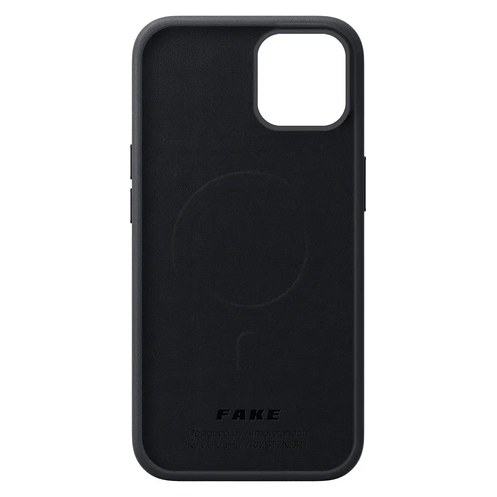 Кожаный чехол-панель для Apple iPhone 14, FAKE Leather Case, черный, искусственная кожа, премиальный, противоударный, защита всего корпуса, с мягкой подкладкой, поддержка MagSafe и беспроводной зарядки, ArmorStandart (ARM64391) - фото 2