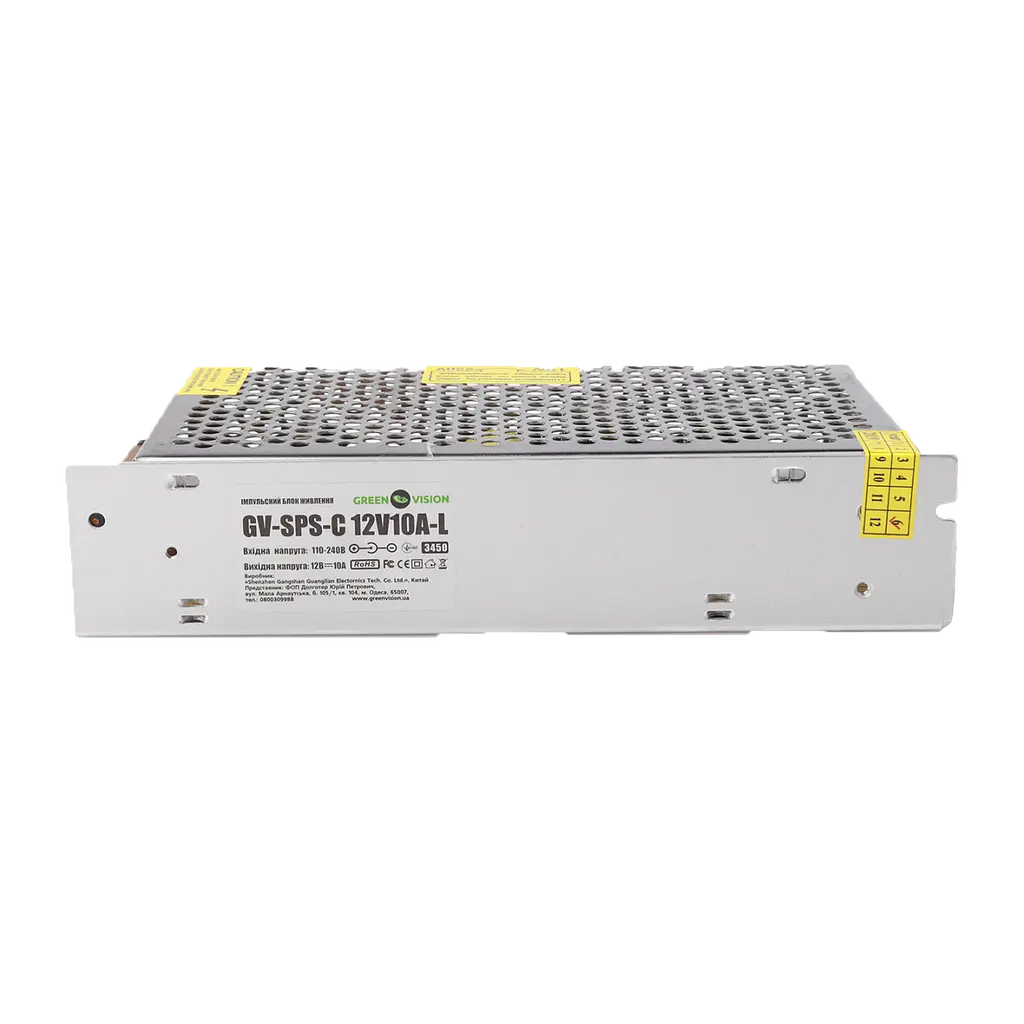 Імпульсний блок живлення GreenVision GV-SPS-C 12V10A-L 120W 199х98х42 мм - фото 2