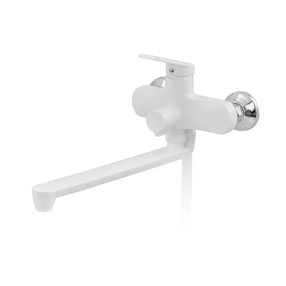 Смеситель для ванны Plamix Lucas-006 Euro SET (со шлангом лейкой и кронштейном) white PM0709 Белый - фото 4