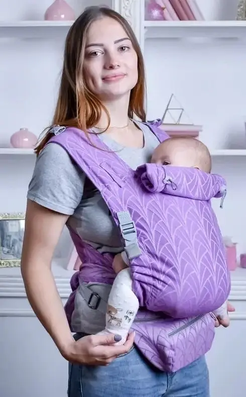 Май-слинг жаккардовый с рождения до 36 месяцев Coolbabka Сиреневый Lily - фото 3
