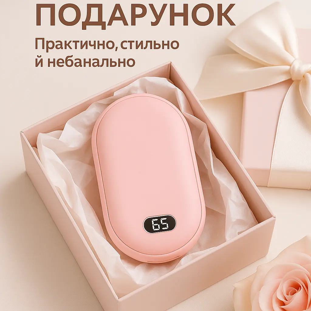 Грілка-павербанк 2 в 1 N22 3000 — компактна акумуляторна грілка з підігрівом 45/55/65°C та роботою до 5 годин Рожевий - фото 8