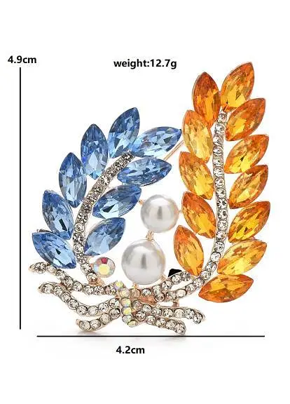 Брошь Колосья пшеницы колоски венок брошь-булавка символ Украины желто-голубая - фото 2