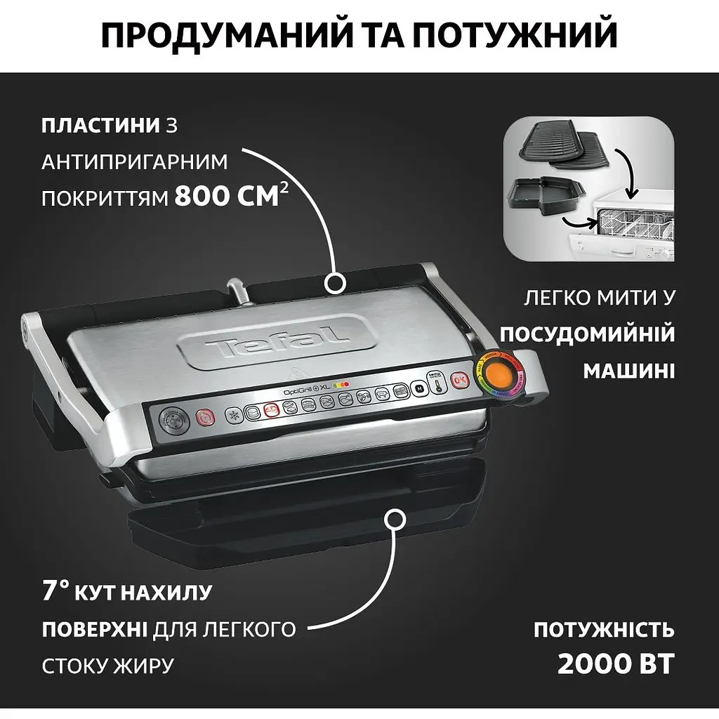 Гриль Tefal OptiGrill+ GC722D34 (GC722D34) - фото 7