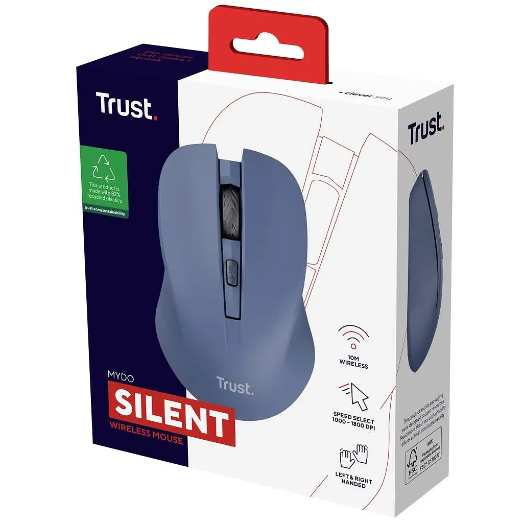 Мышка Trust Mydo Silent Wireless Blue (25041) - фото 8