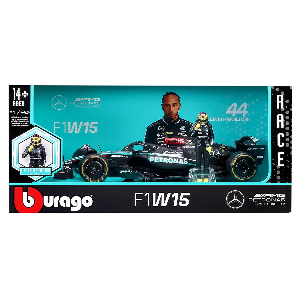 Автомодель з фігуркою Bburago Mercedes‑AMG Petronas F1 W15 (18-28069 (#44)) - фото 8