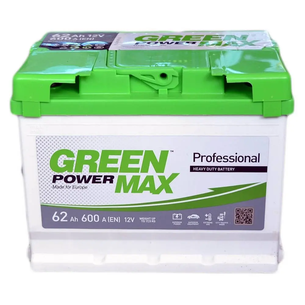 Автомобільний акумулятор GREEN POWER MAX 6СТ-62Ah Аз 600A (EN)