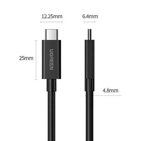 Кабель UGREEN US501 USB-C на USB-C Thunderbolt 4, 40Gbps, 100W, 2 м, чорний (60621) - фото 2