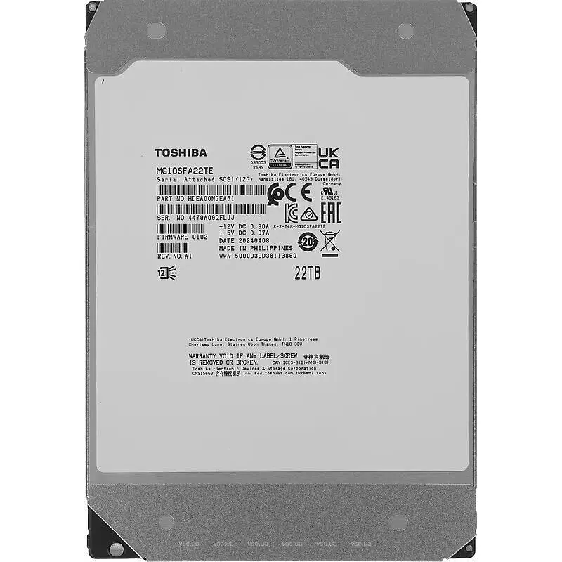 Жесткий диск серверный SAS Toshiba MG10 22 TB MG10SFA22TE - фото 2