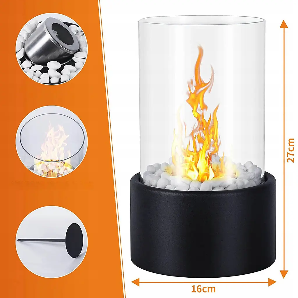Біокамін настільний Ethanol Lamp, декоративний камін на біоетанолі для дому та квартири, чорний - фото 8