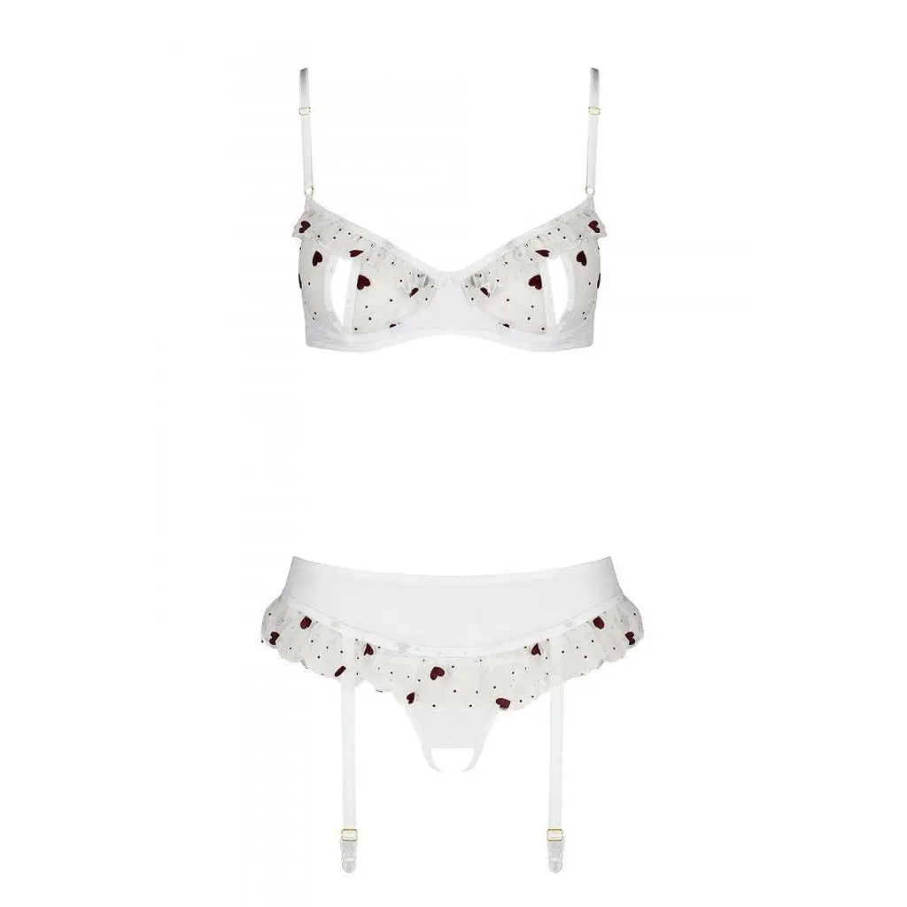 Сексуальный комплект с поясом для чулок Passion LOVELIA Set white L/XL - фото 5