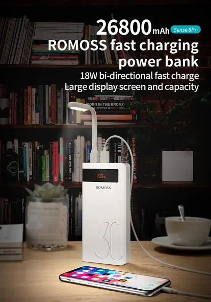 Батарея универсальная мобильная Romoss 30000mAh Sense8P+ (PHP30-515-1134) белая - фото 3