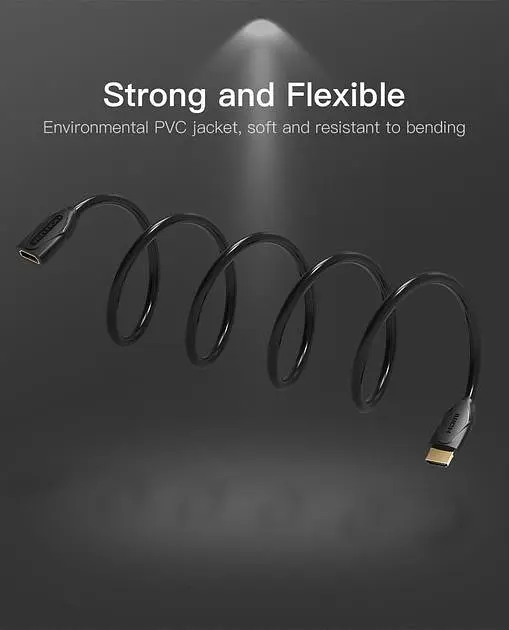 Удлинитель HDMI-HDMI v.2.0 Vention F/M PVC Shell 4K 60Hz 18Gbps 1m Black (VAA-B06-B100) - фото 4