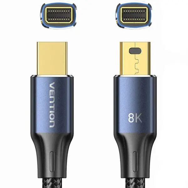 Кабель DisplayPort mini M - mini M 2.0м, V1.4, 8K 60Гц 32.4Gbps Синій Aluminum Alloy, Vention - фото 2