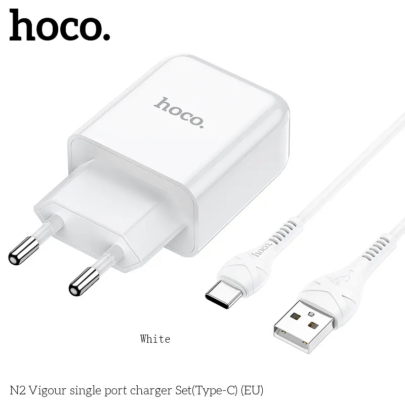Адаптер мережевий HOCO Type-C cable Vigour N2 набір білий - фото 2