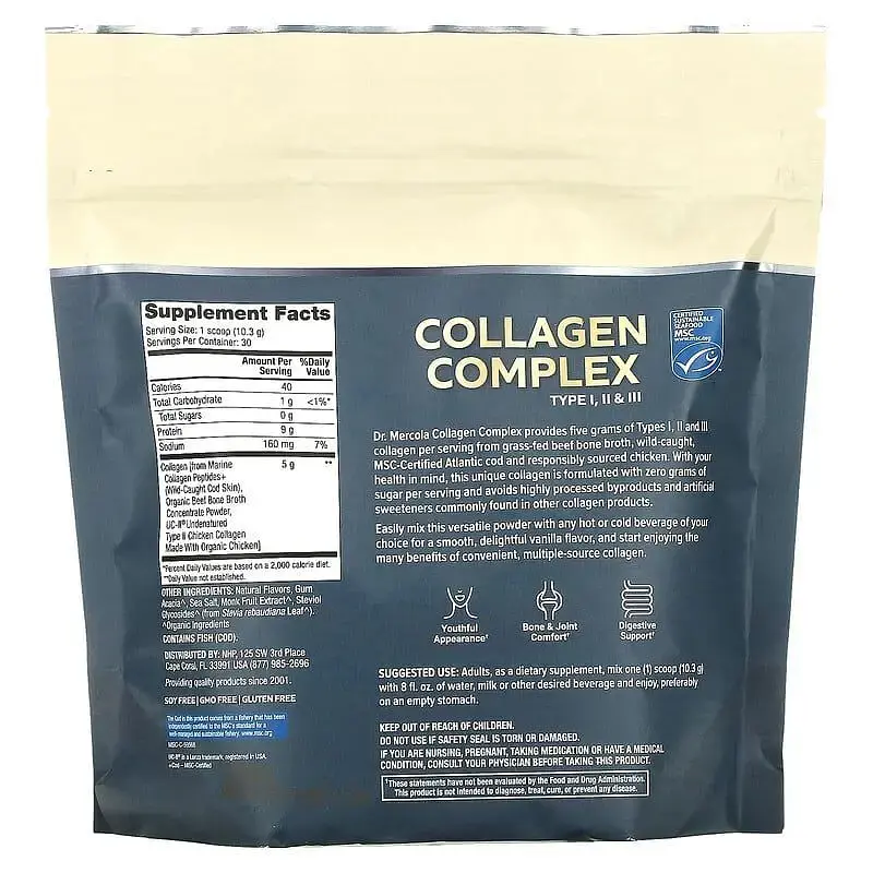 Колагеновий комплекс типів l ll та lll Dr. Mercola Collagen Complex ваніль 5 г 309 грам - фото 2