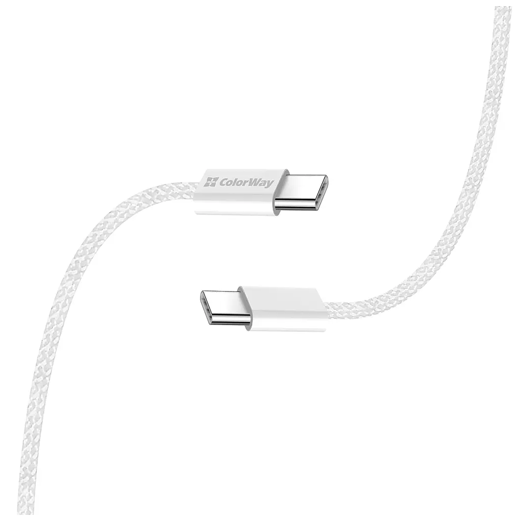 Дата кабель USB-C to USB-C 2.0m (braided cotton) (PD Fast Charging 60W) 3.0А grey ColorWay (CW-CBPDCC068-GR) - фото 5