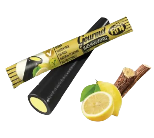Жувальні цукерки Fini Regaliz Negro con Limоn Gourmet з лимонною начинкою 32г - фото 2