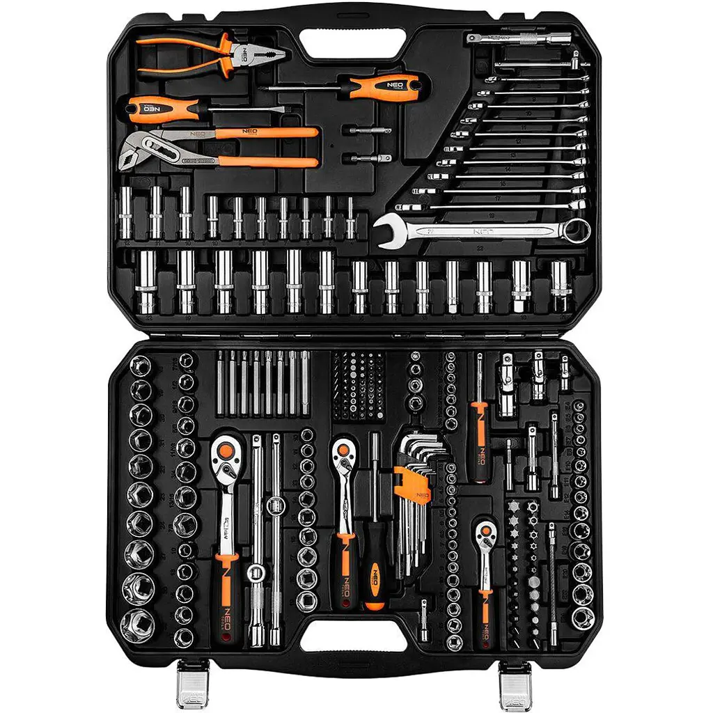 Набір інструментів Neo Tools 1/2", 1/4", 3/8", CrV 233 шт - фото 2