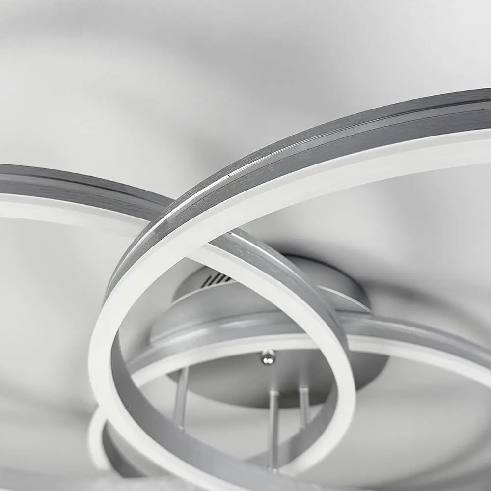 LED світильник білий на 3 кільця у сірому корпусі Ø 80 см | Арт. A 55065/3 Silver+CH | Line F - фото 3
