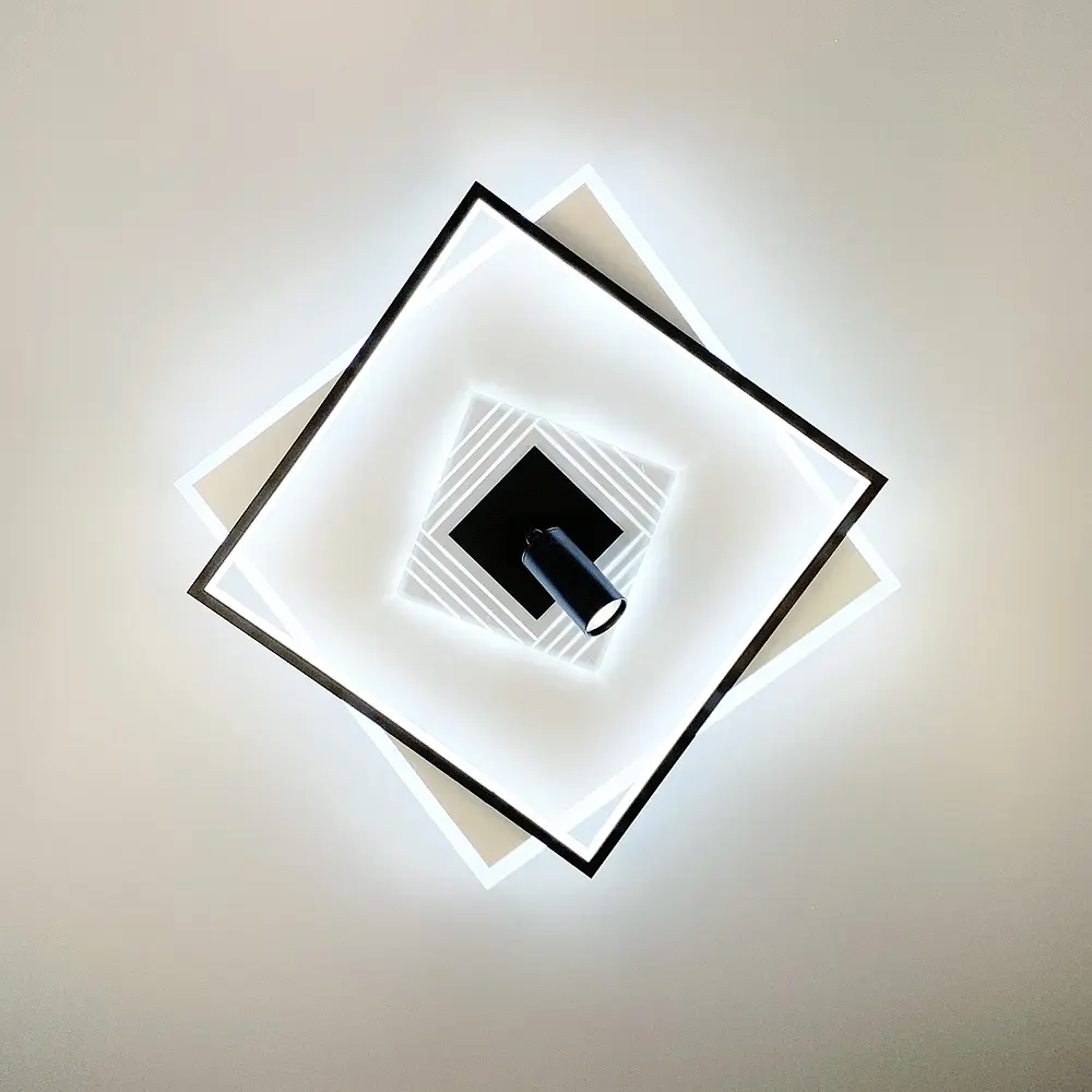 Потолочная LED люстра в черно-белом корпусе Line.F MJ 51-500*500 BK+WT - фото 8