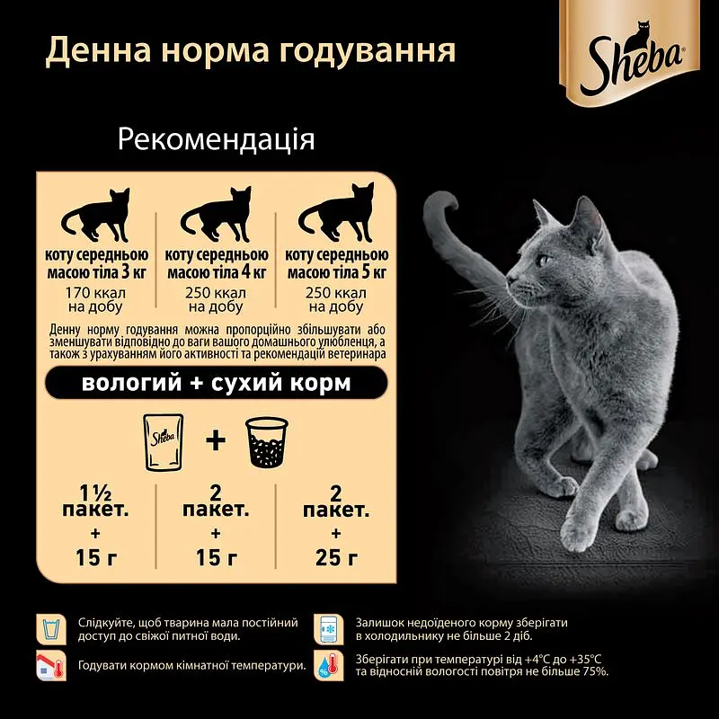 Влажный корм для кошек Sheba с океанической рыбой в соусе 2.38 кг (28 шт. х 85 г) - фото 8