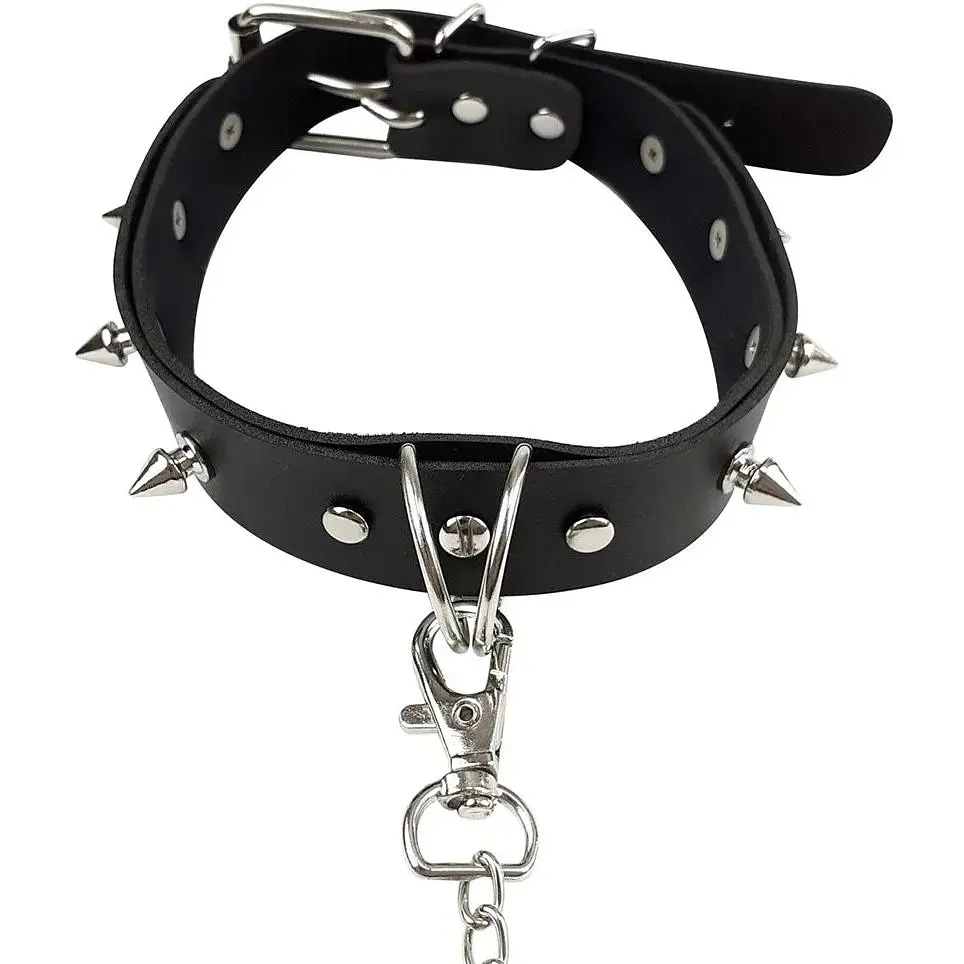 Ошейник Art of Sex - Collar Spikes and Leash с шипами и поводком - фото 6