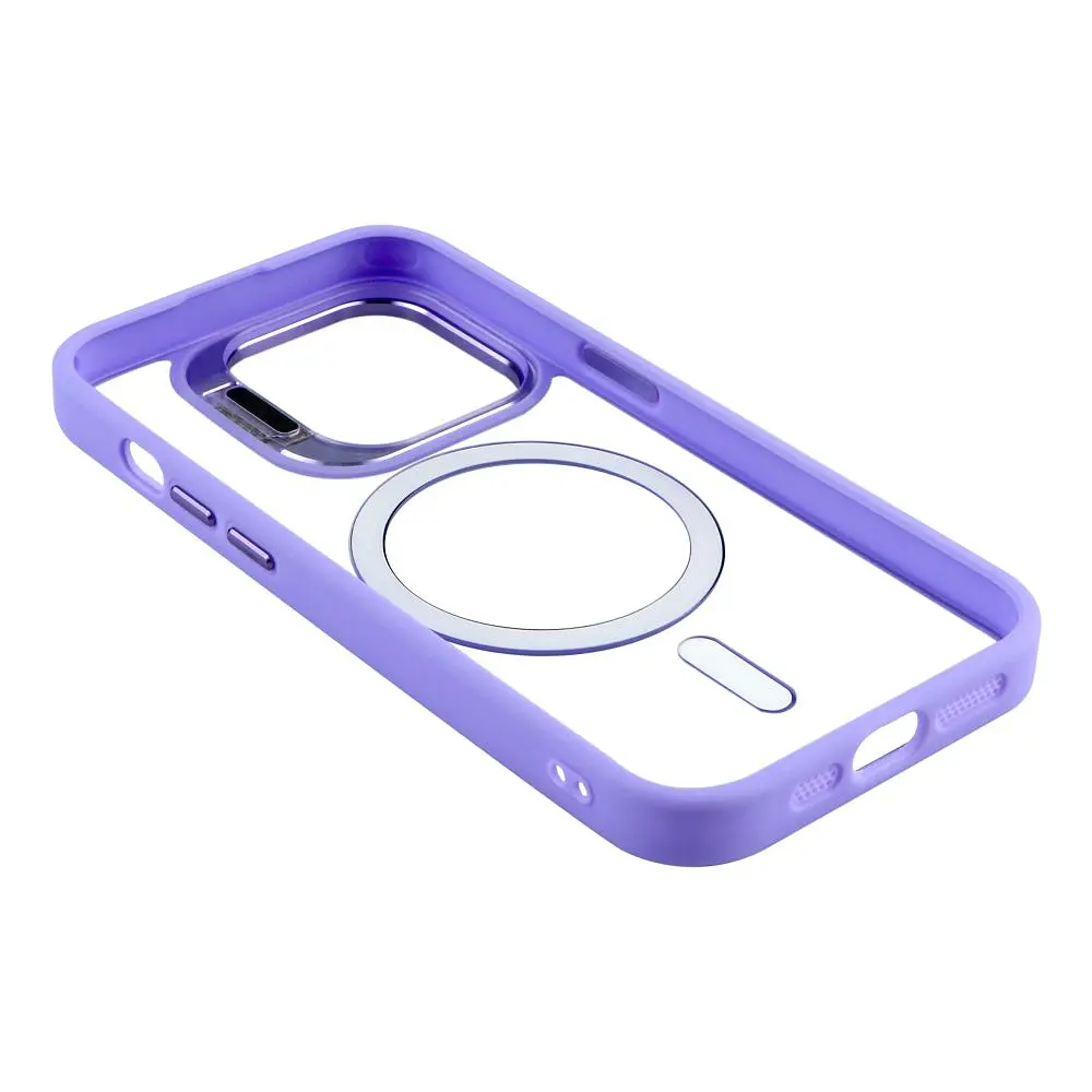 Чохол із підставкою MagSafe TPU PC Metal Stand Case Apple iPhone 15 Pro Purple - фото 4