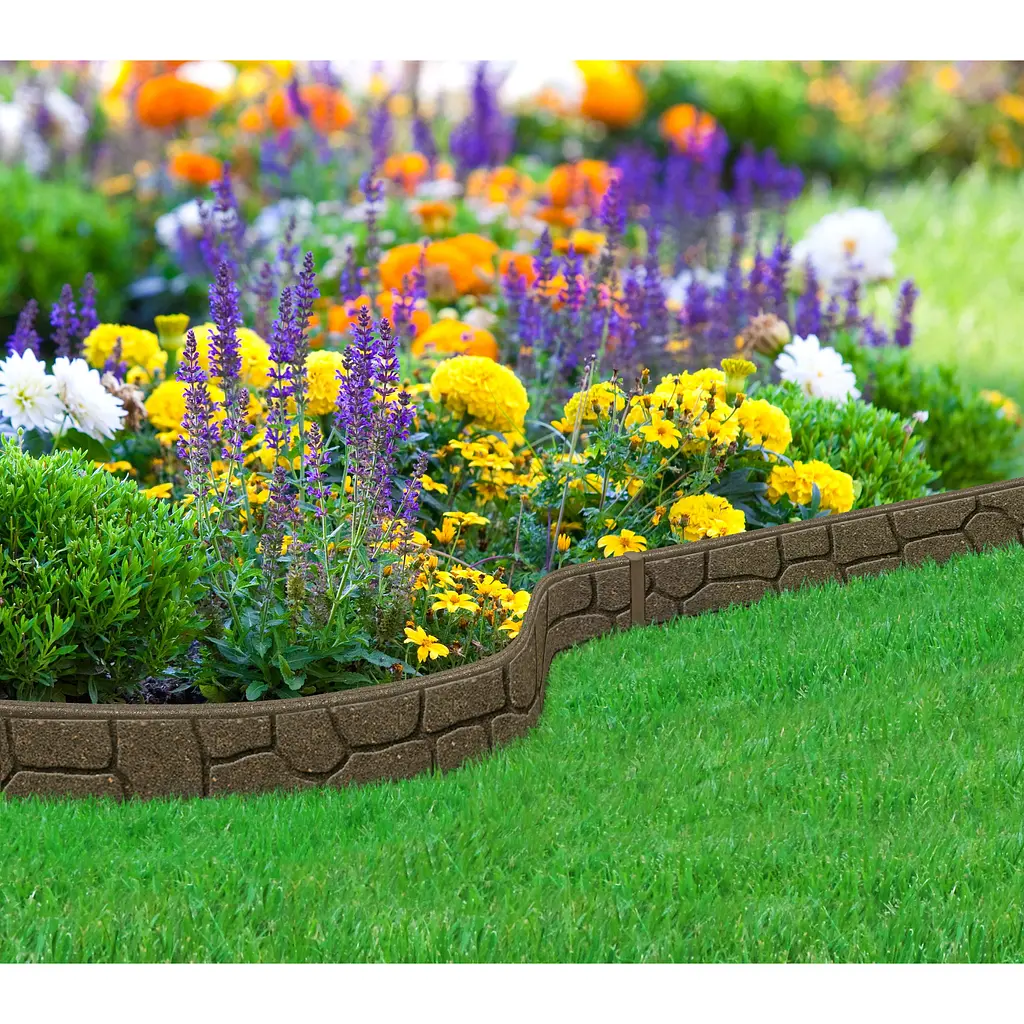 Декоративный бордюр для сада MultyHome кирпичи 9х2х120 см серо-коричневый (209480) - фото 2