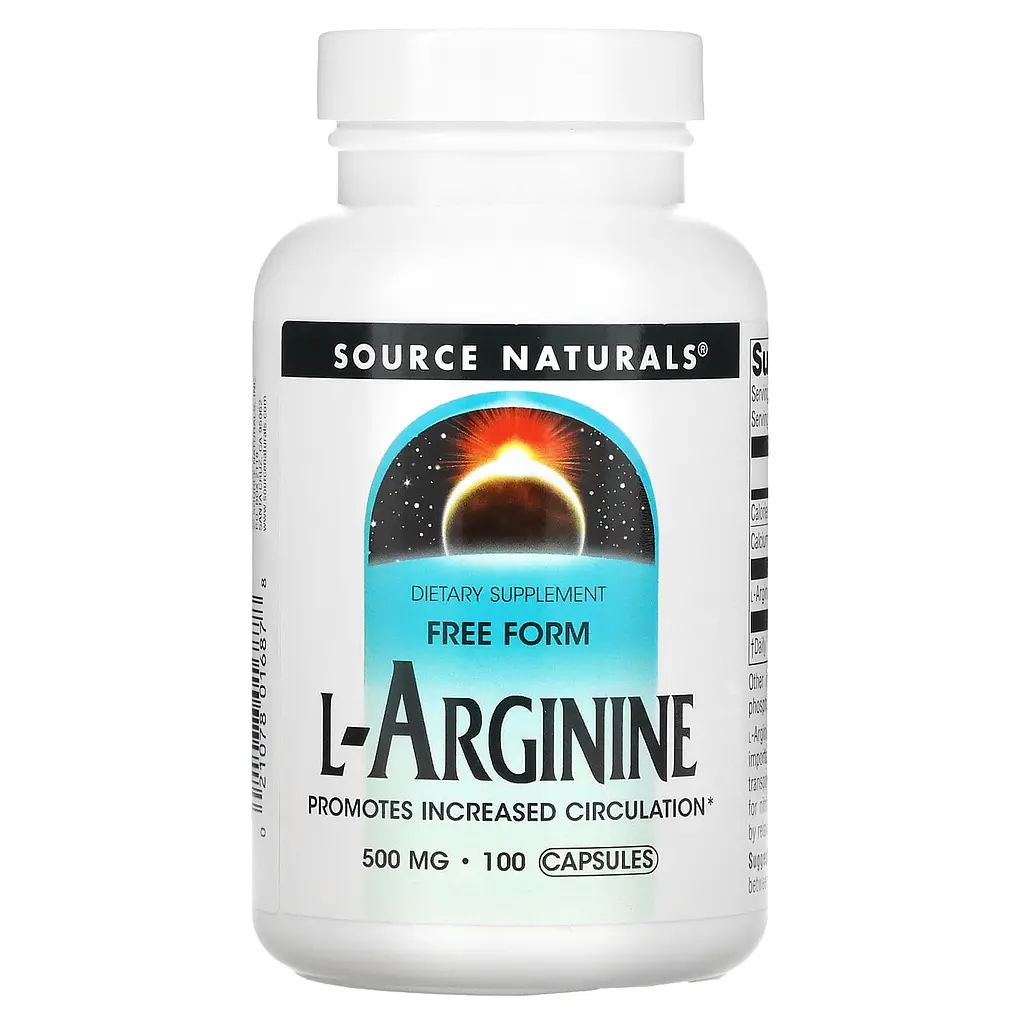 Аргінін, L-Arginine, вільна форма, 500 мг, 100 капсул. Source Naturals vit0002827