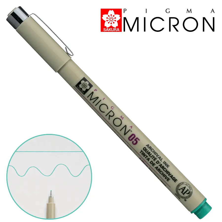 Лінер Sakura PIGMA MICRON (0.5), 0,45 мм зелений