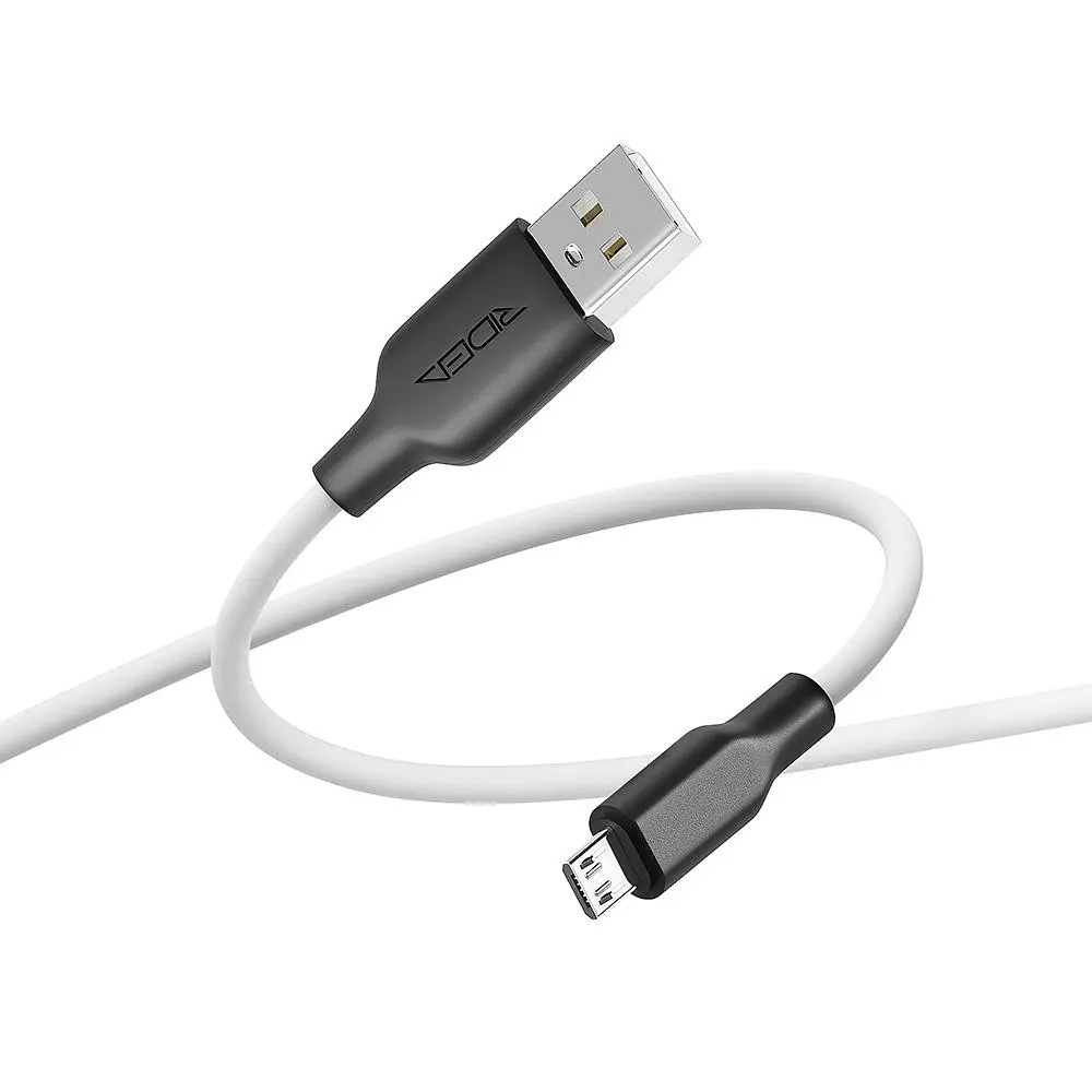 Кабель для заряджання та обміну даними USB Ridea RC-AI21 AirSiliconePro 60W 20V/3A USB-MicroUSB 1 м Біло-чорний - фото 4