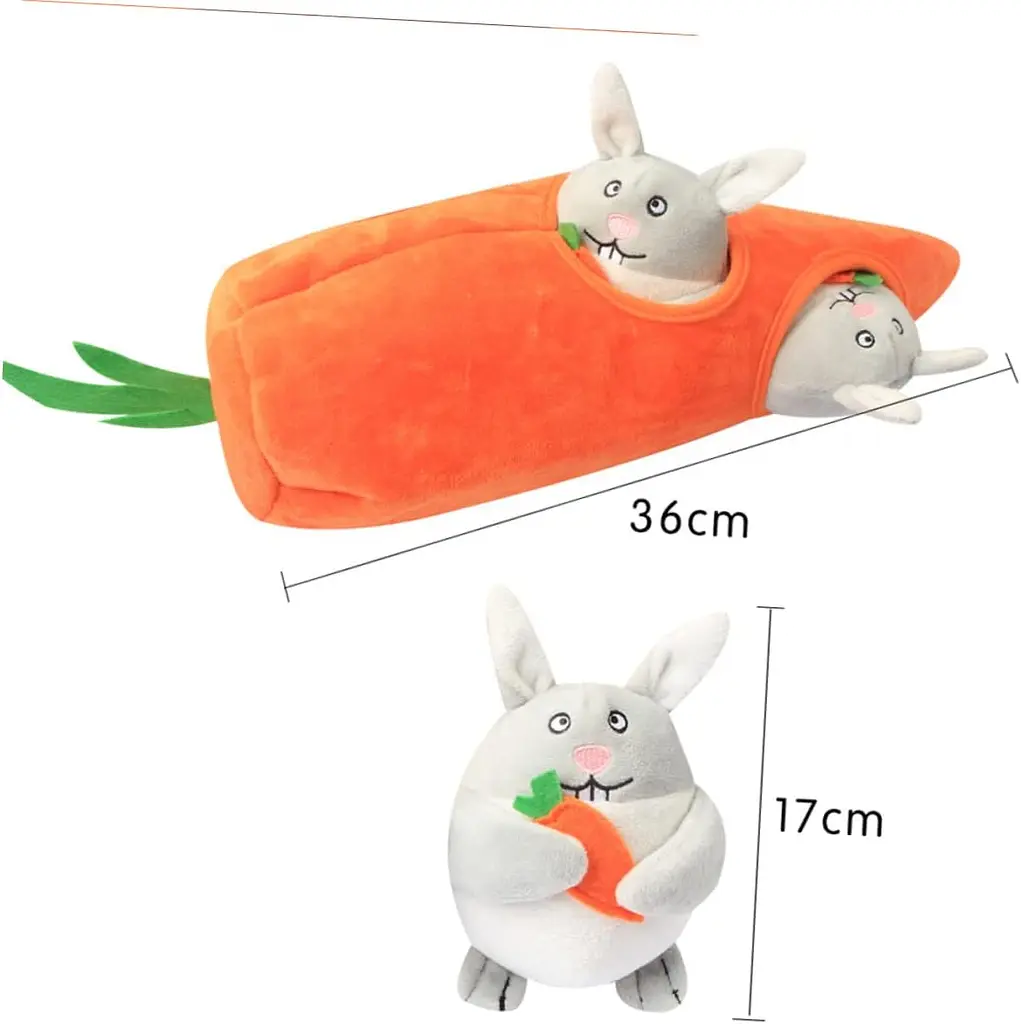 М'яка іграшка для собак Carrot+Rabbit Hide and Seek Plush Dog Toy з пищалкою - фото 2