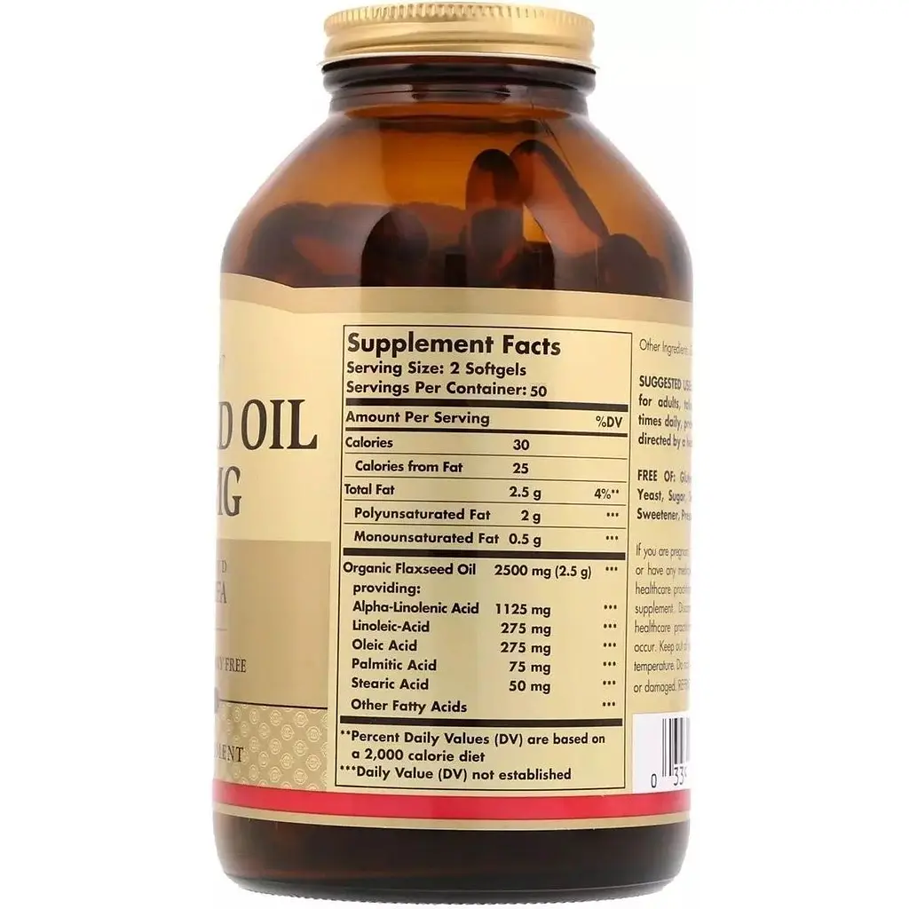 Лляна олія Solgar Flaxseed Oil 1250 мг 100 капсул - фото 2