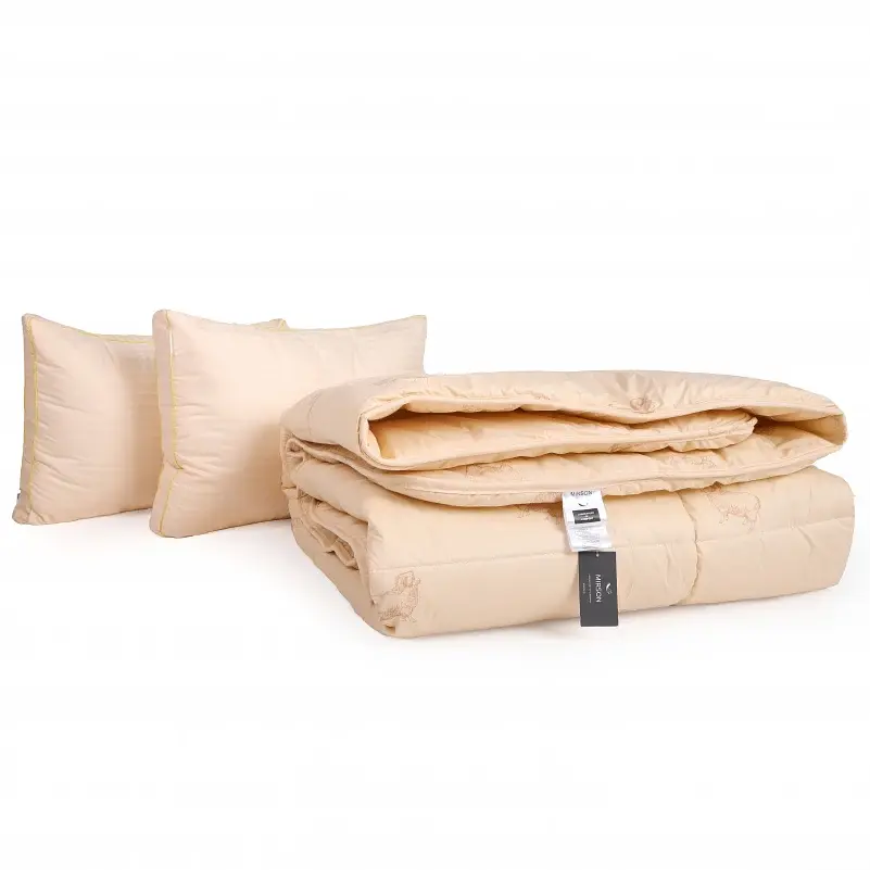 Набор MirSon шерсть №9563 Gold camel Wool деми одеяло 200х220 см + 2 подушки белый (2200010806236) - фото 2