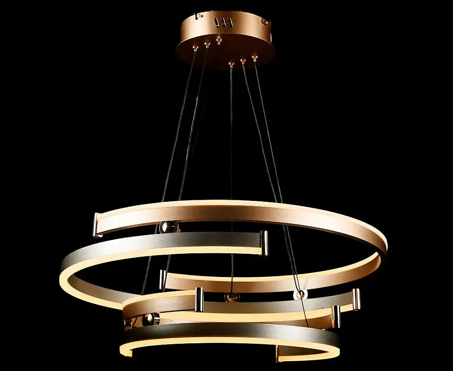 Люстра стельова LED Splendid Ray L8503/600+400/2, 180W, сірий/золото, сучасний стиль з пультом та димером - фото 3