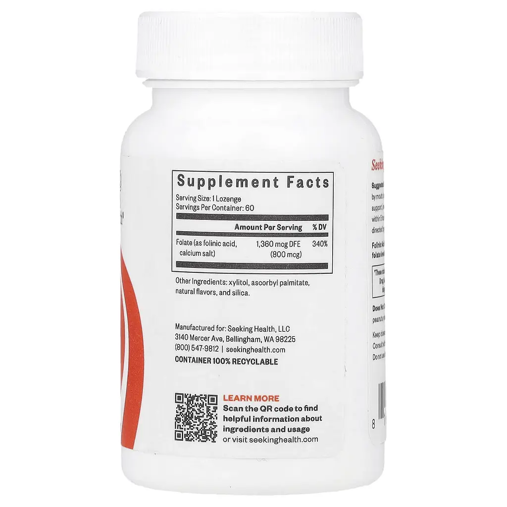 Фолієва кислота Seeking Health Folinic Acid 800 мкг 60 льодяників - фото 2