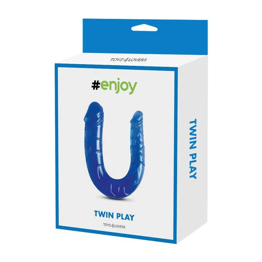 Двосторонній фалоімітатор Toyz4lovers Twin Pley, 15 см (синій) - фото 5
