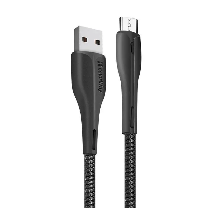 Кабель ColorWay USB - micro USB (M/M), PVC + Led, 2.4 А, 1 м, Чорний (CW-CBUM034-BK) - фото 2