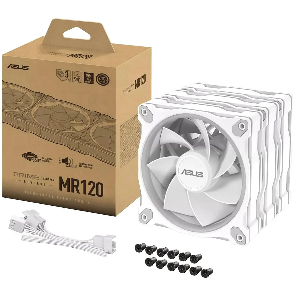 Комплект вентиляторів ASUS PRIME MR120 REVERSE ARGB WHITE 3IN1 (90DA00L3-B09020) - фото 10
