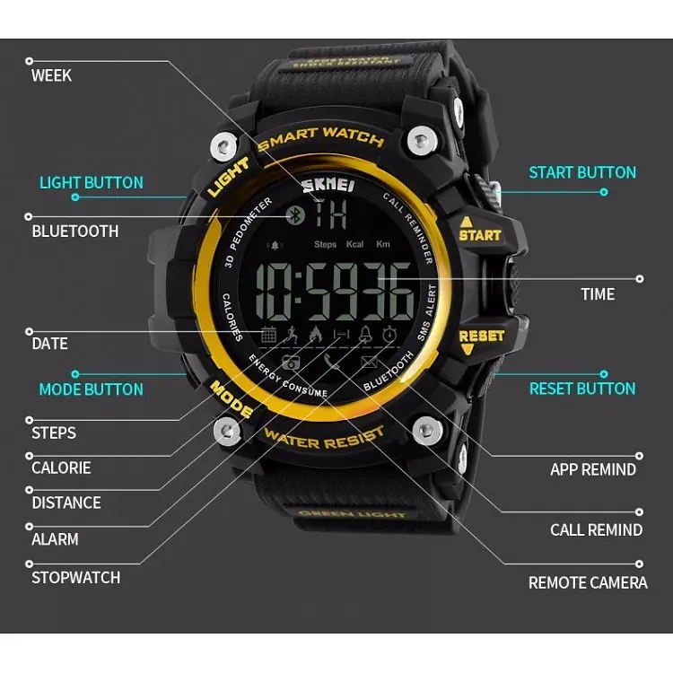 Спортивний годинник з Bluetooth Skmei 1227 (red) - фото 7