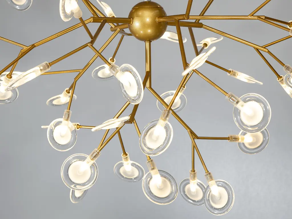 Люстра стельова LED Diasha 887-45C GD Світлячок, 45 ламп, золото сатин, регульована висота 110 см, для спальні - фото 4