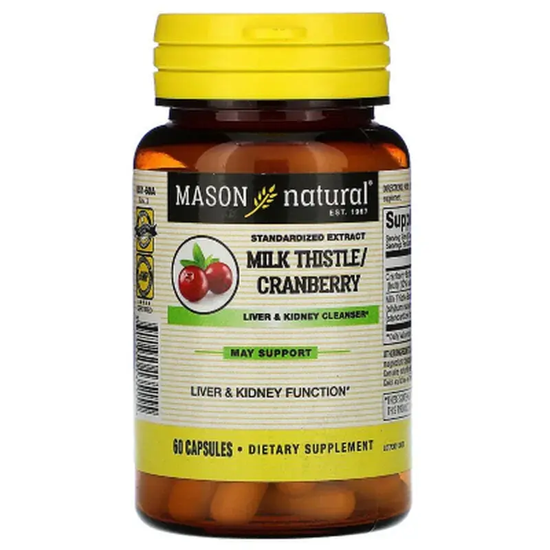Трави Mason Natural Що очищає комплекс для печінки і нирок, Milk Thistle & Cranb (MAV-13515)